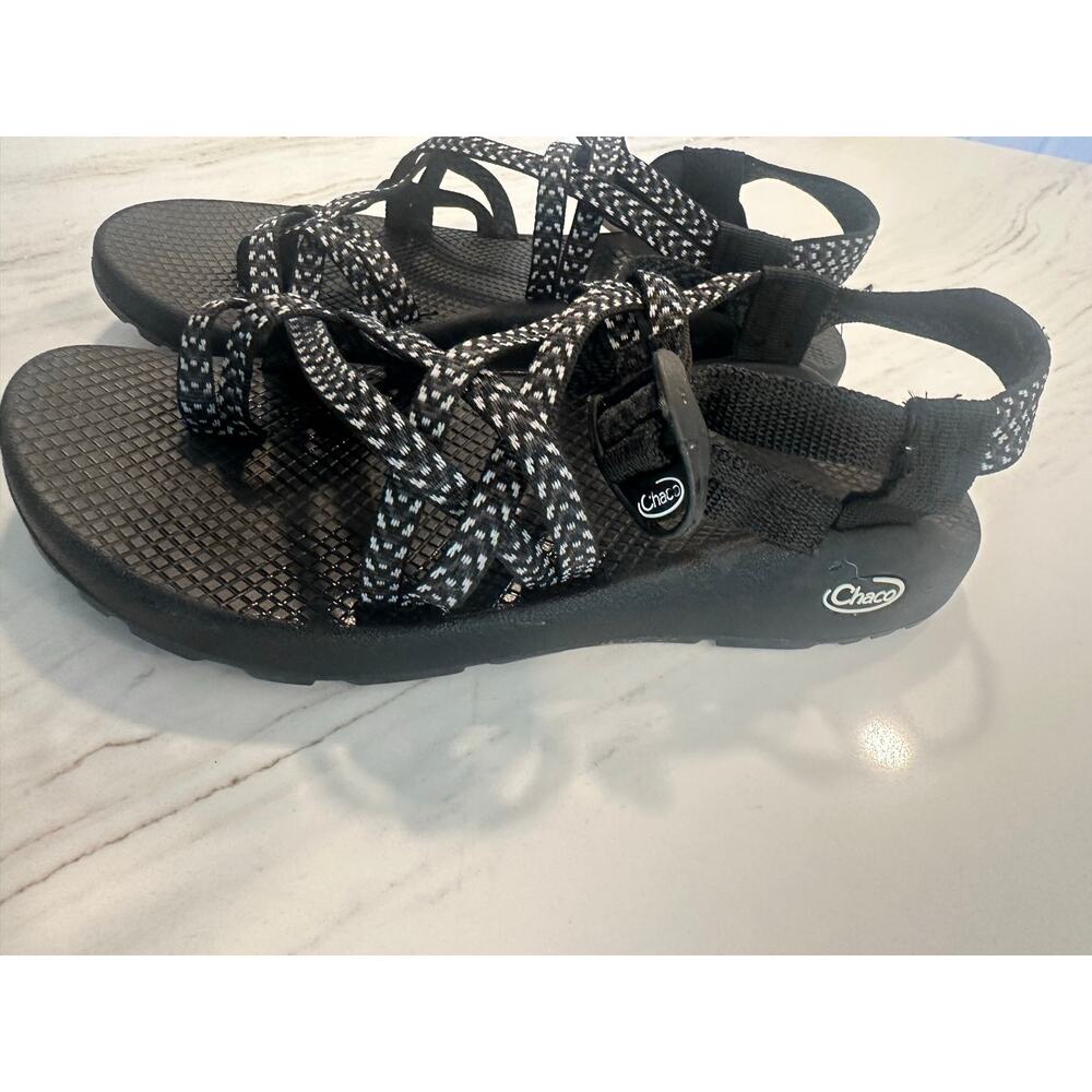 Chaco Women's Size 10 Sport Sandals Black White Strappy Hiking Comfort Outdoor - Picture 5 of 7